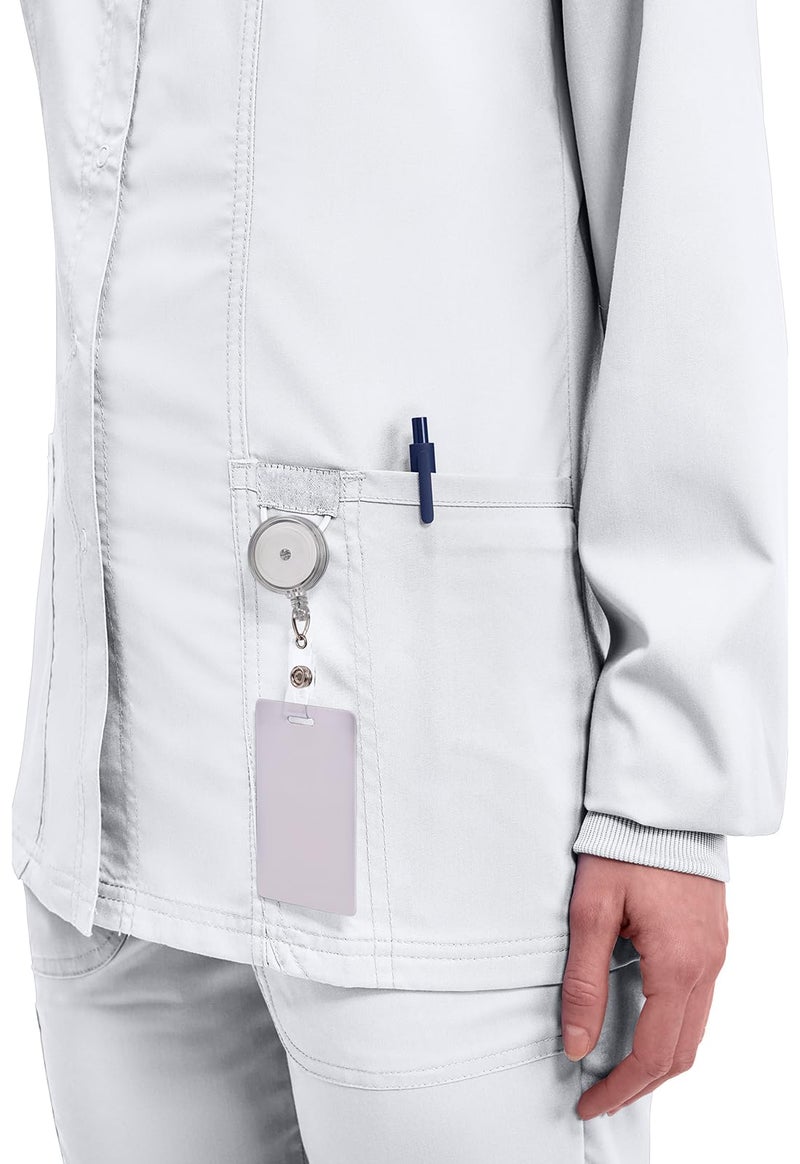 Cherokee Women's Snap Front Warm-up Jacket, White, Large - Image 2